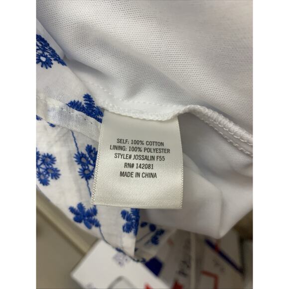 Mi Ami Francesca’s Wrap Dress Embroidered Womens L Blue White - Picture 6 of 6